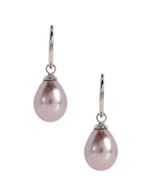 Aretes Anthony Vincent de plata con acabado brillante perla