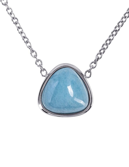 LuckyLy Collares Mujer Aline Collares de Mujer con Piedras Naturales Cadena Acero Inoxidable Dije de Cuarzo Azul