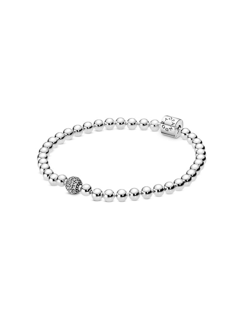 Pulsera Pandora de plata con acabado pavé