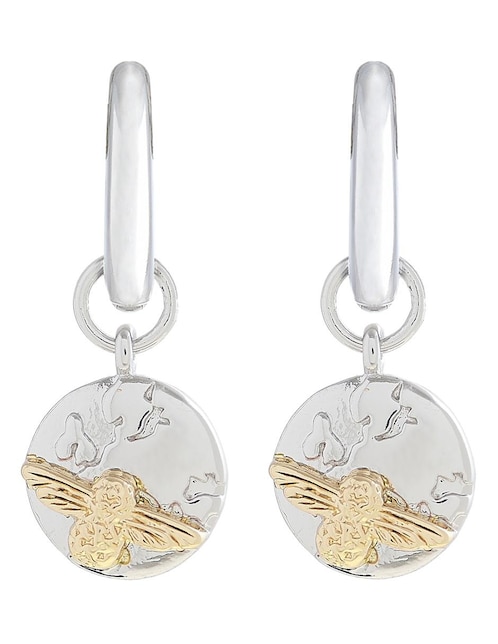 Aretes Olivia Burton de plata con acabado plateado cristal