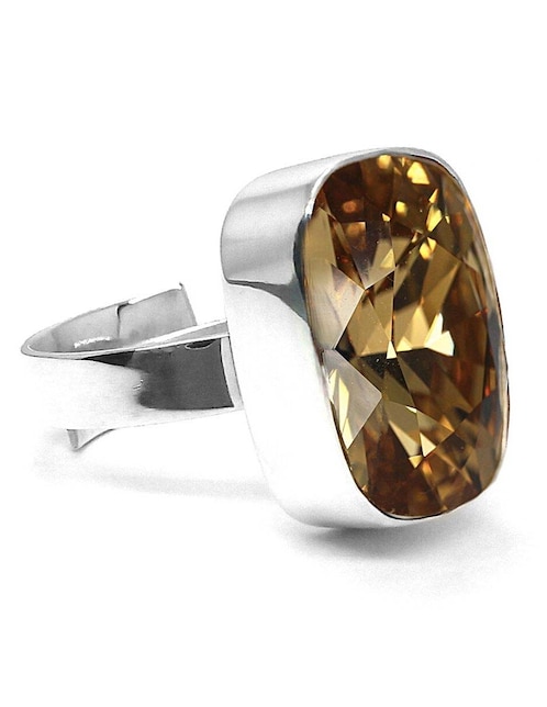 Anillo rectangular Zvezda Baguette P 925 de plata cristal brillante