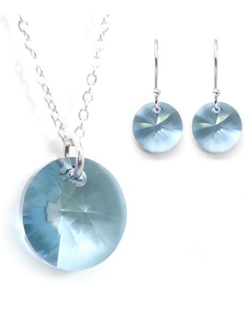 Set aretes y collar Zvezda de plata P 925 cristal
