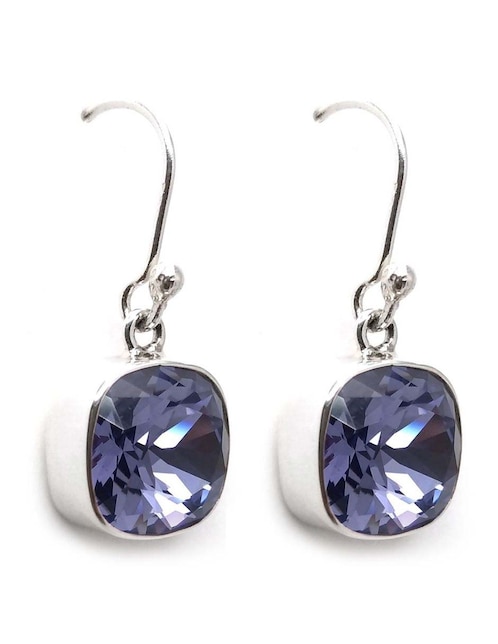 Aretes Zvezda de plata con acabado brillante cristal