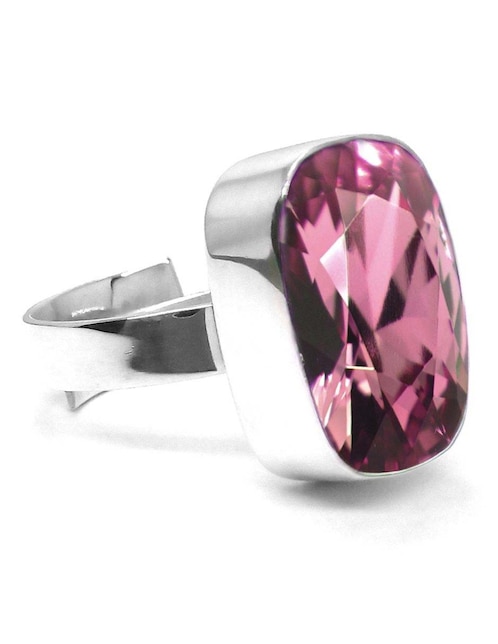 Anillo ovalado Zvezda Baguette P 925 de plata amatista brillante