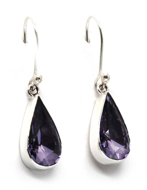 Aretes Zvezda de plata con acabado brillante cristal