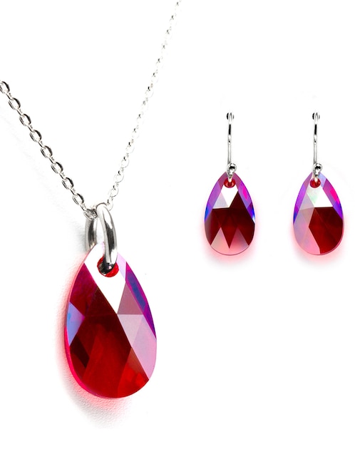 Set aretes y collar de plata P 925 cristal 1