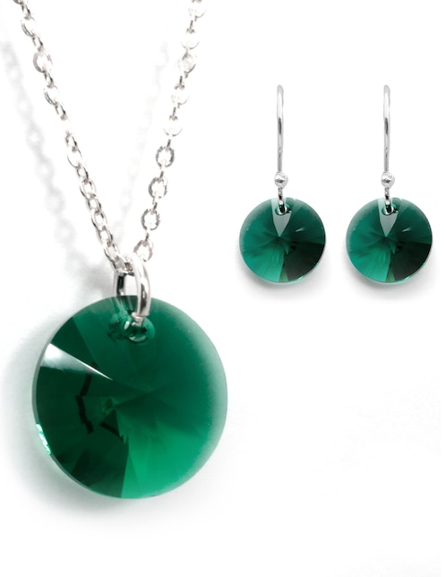 Set aretes y collar Zvezda de plata P 925 cristal
