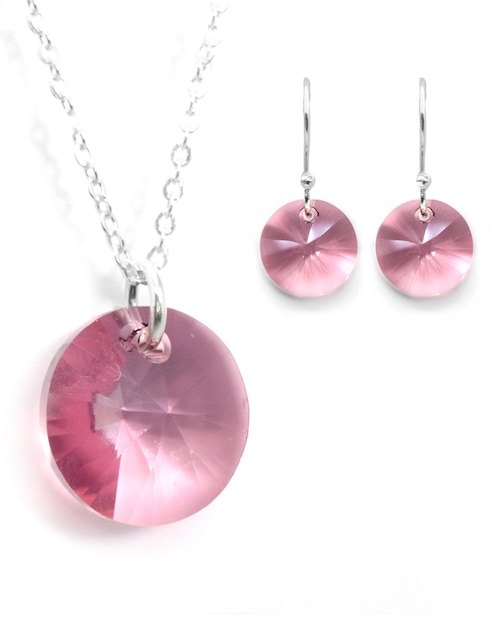 Set aretes y collar Zvezda de plata P 925 cristal