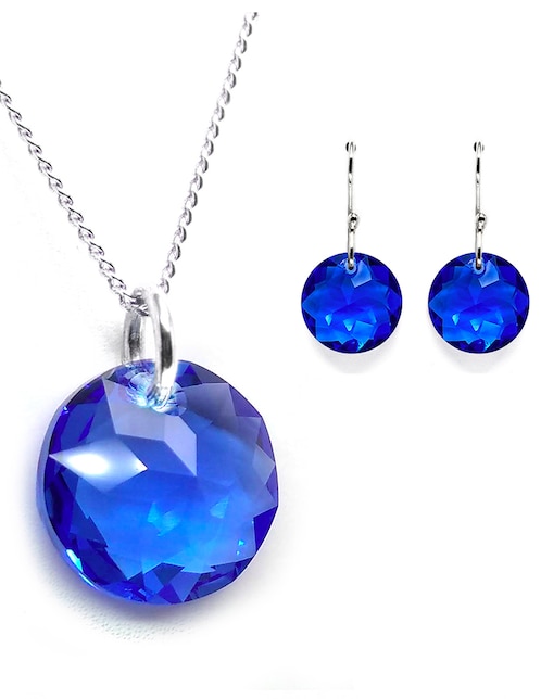 Set aretes y collar Zvezda de plata P 925 cristal