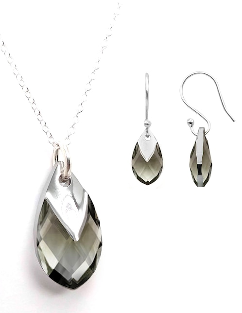 Set aretes y collar de plata P 925 cristal 1