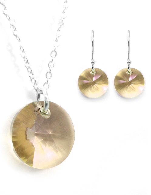 Set aretes y collar Zvezda de plata P 925 cristal