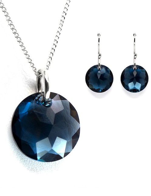 Set aretes y collar Zvezda de plata P 925 cristal