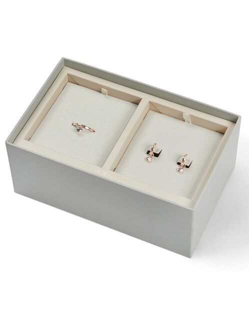 Set de aretes y anillo de plata P925 Olivia Burton cristal