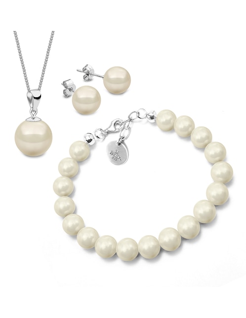 Set de aretes, collar y pulsera Zvezda perla