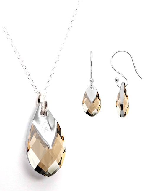 Set aretes y collar Zvezda de plata P 925 cristal