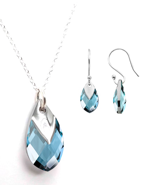 Set aretes y collar de plata P 925 cristal 1