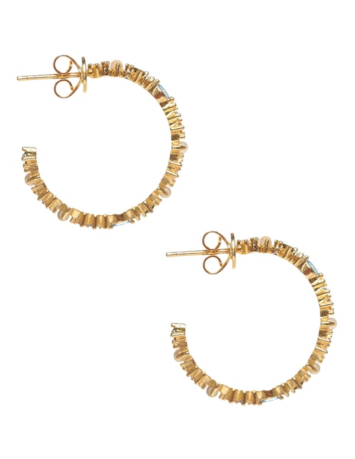 Aretes P D Paola Halo Gold de plata P925 zirconia