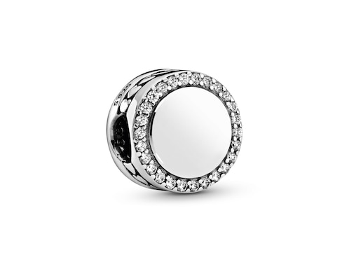 Charm redondo Pandora de plata zirconia cúbica