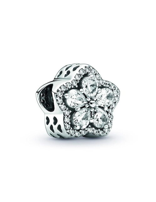 Dije de flor Pandora de plata zirconia cúbica