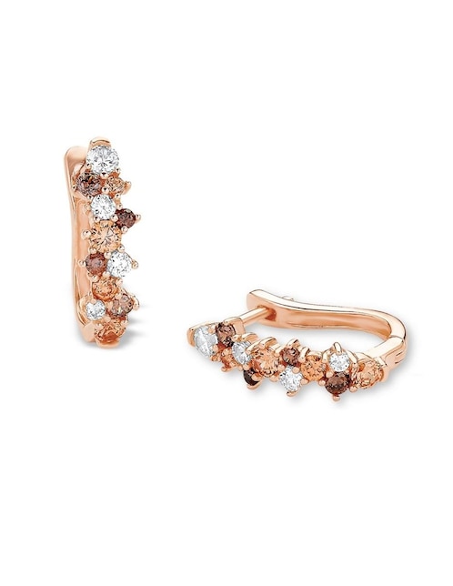 Aretes Amor de plata con acabado baño de oro rosa zirconia
