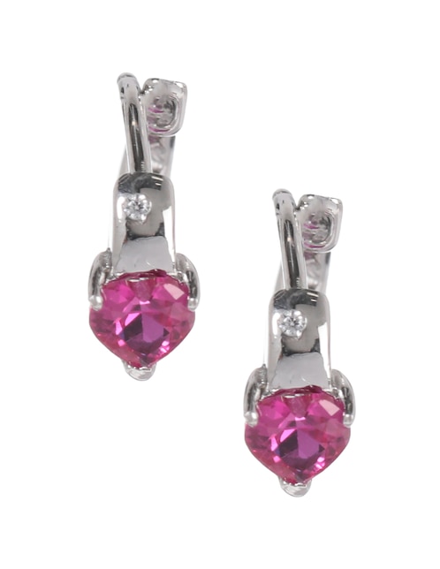 Aretes de corazón Amor de plata con acabado baño rodio zirconia
