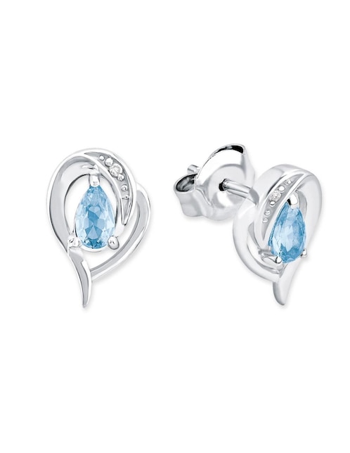 Aretes Amor de plata P 925 con acabado baño rodio zirconia