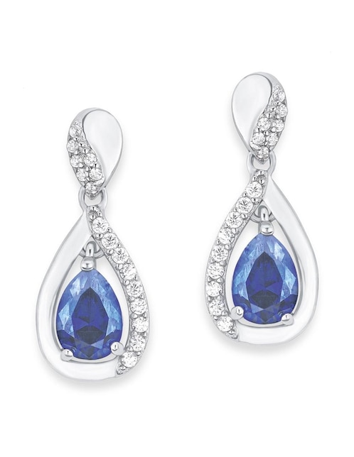 Imagen de producto Aretes Amor de plata P 925 con acabado baño rodio zirconia