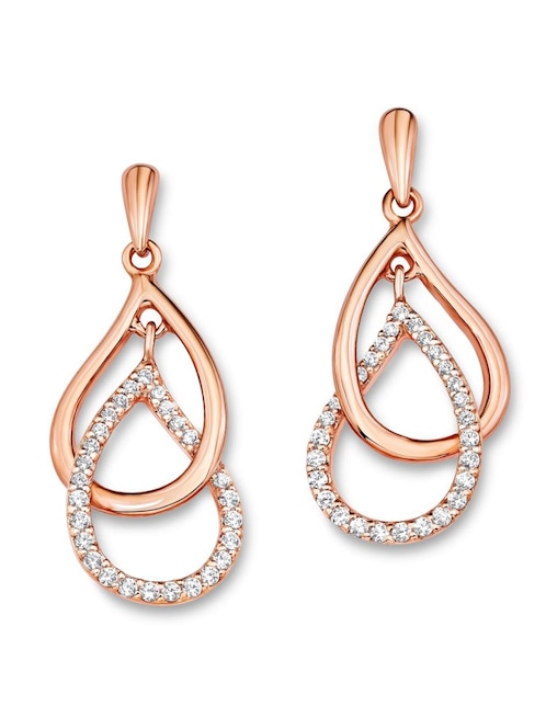 Aretes Amor de plata P 925 con acabado baño de oro rosa zirconia