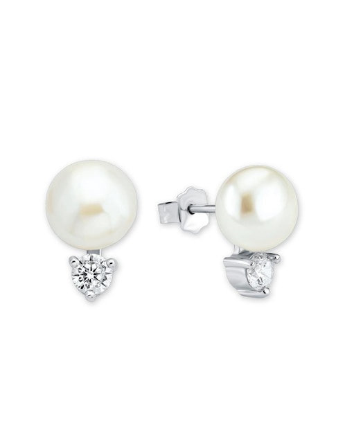 Imagen de producto Aretes Amor de plata P 925 con acabado baño rodio zirconia