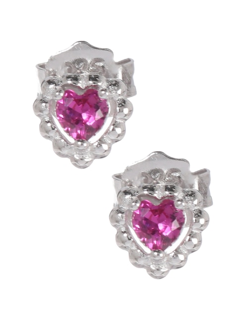 Broqueles de corazón Amor de plata con acabado baño rodio zirconia