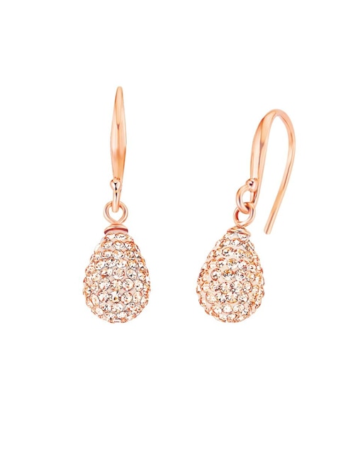 Aretes Amor de plata con acabado baño de oro rosa cristal