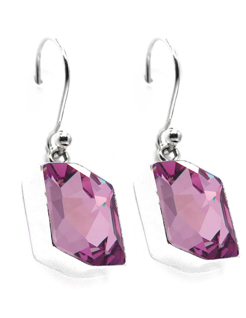 Aretes Zvezda de plata con acabado brillante cristal