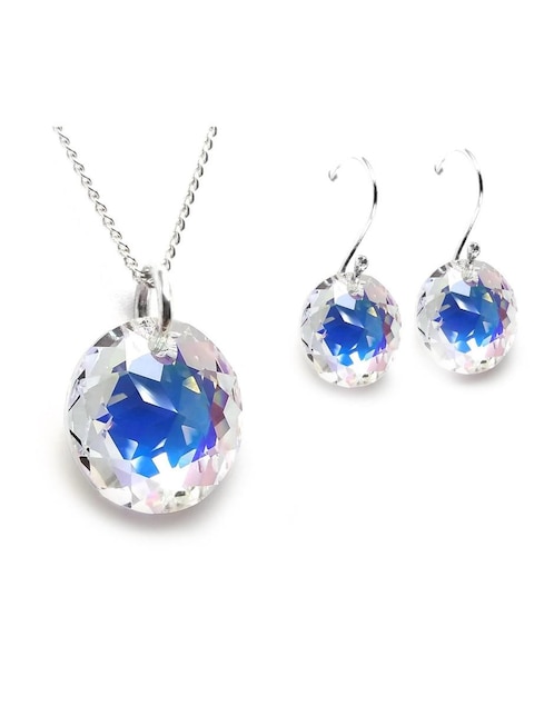 Set aretes y collar Zvezda de plata P 925 cristal