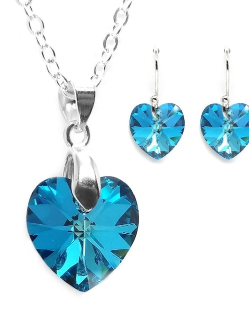 Set aretes y collar Zvezda de plata P 925 cristal