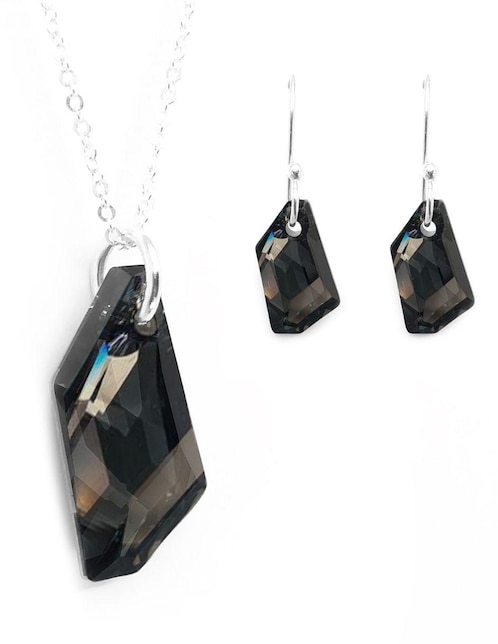 Set aretes y collar Zvezda de plata P 925 cristal