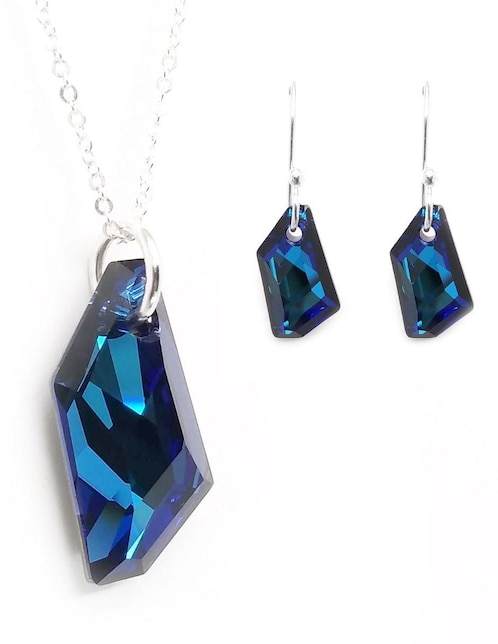 Set aretes y collar Zvezda de plata P 925 cristal
