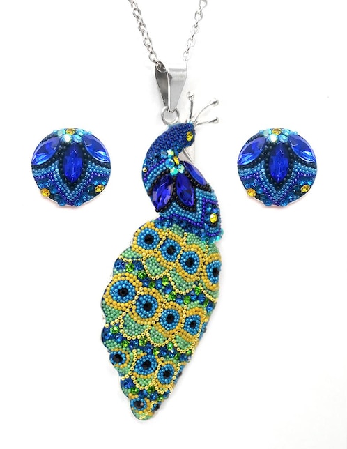 Set aretes y collar Zvezda de plata P 925 cristal