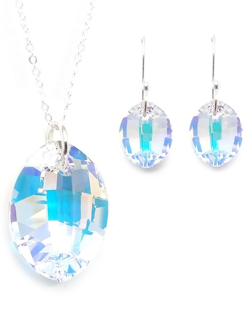 Set aretes y collar Zvezda de plata P 925 cristal