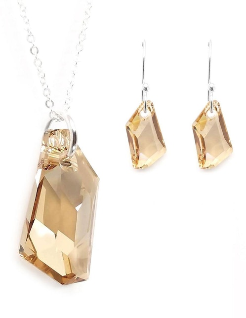 Set aretes y collar Zvezda de plata P 925 cristal