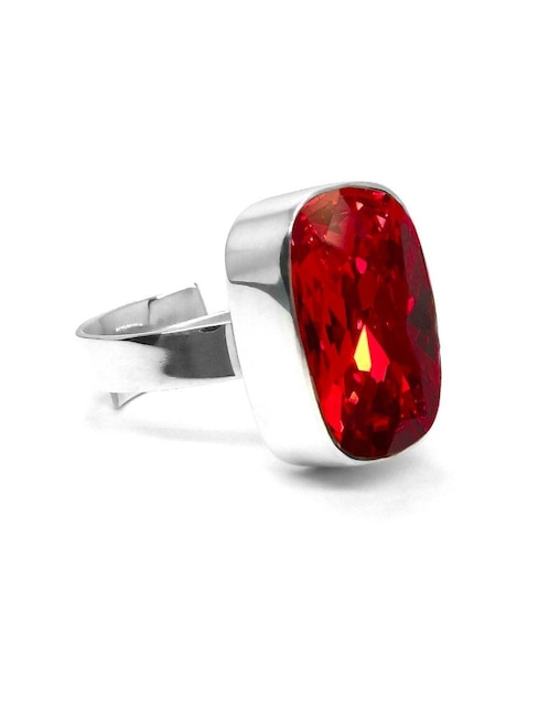Anillo con gema cuadrado Zvezda Baguette cristal brillante