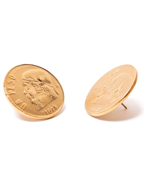 Aretes redondos Memorias con acabado baño de oro 1