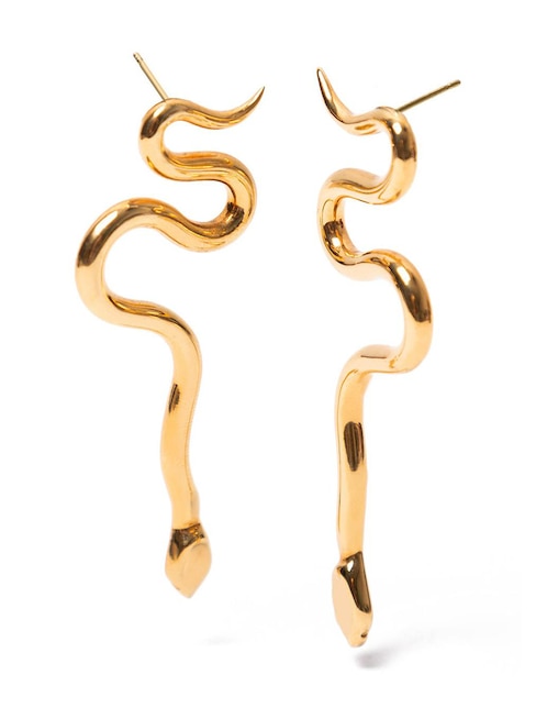 Aretes de serpiente Daniel Espinosa Jewelry Diva con acabado baño de oro