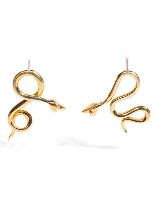 Aretes de serpiente Diva con acabado baño de oro 1