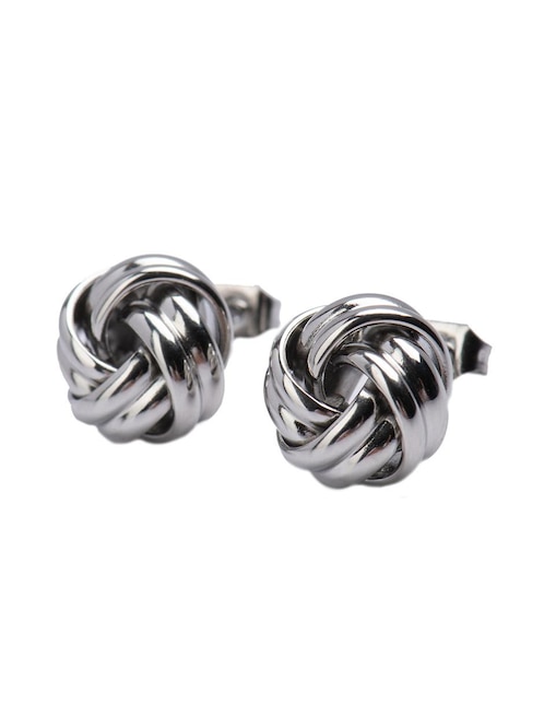 Aretes tipo broqueles para mujer LuckyLy Nudo Knot oro rosa 18k, oro 18k, color plata, base acero inoxidable