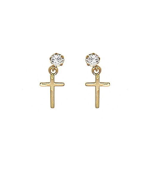 Aretes de oro con acabado brillante zirconia