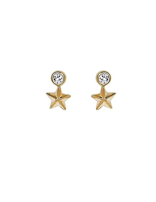 Broqueles de oro con acabado brillante zirconia