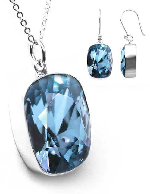 Set aretes y collar Zvezda de plata P 925 cristal