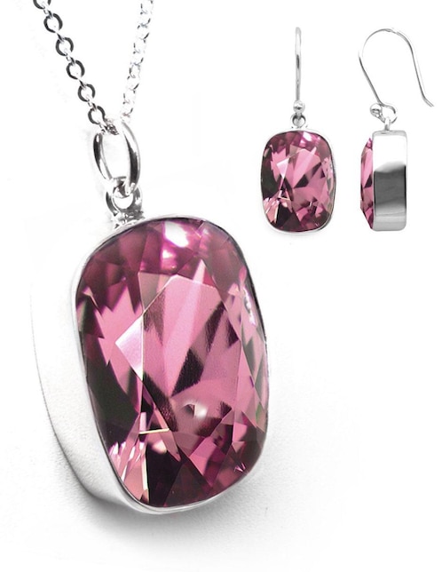 Set aretes y collar Zvezda de plata P 925 cristal