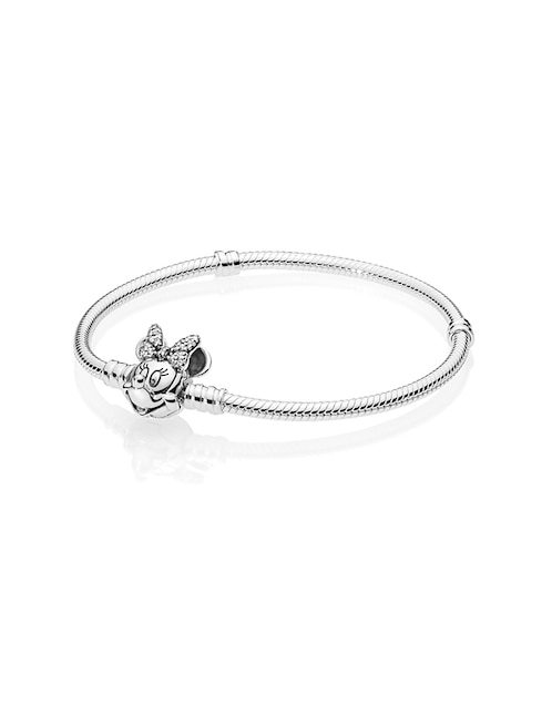Pulsera Pandora de plata Disney Minnie con acabado pavé