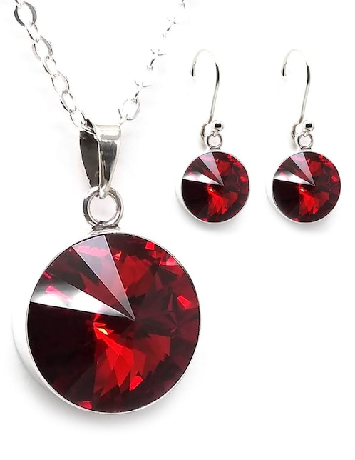 Set aretes y collar Zvezda de plata P 925 cristal